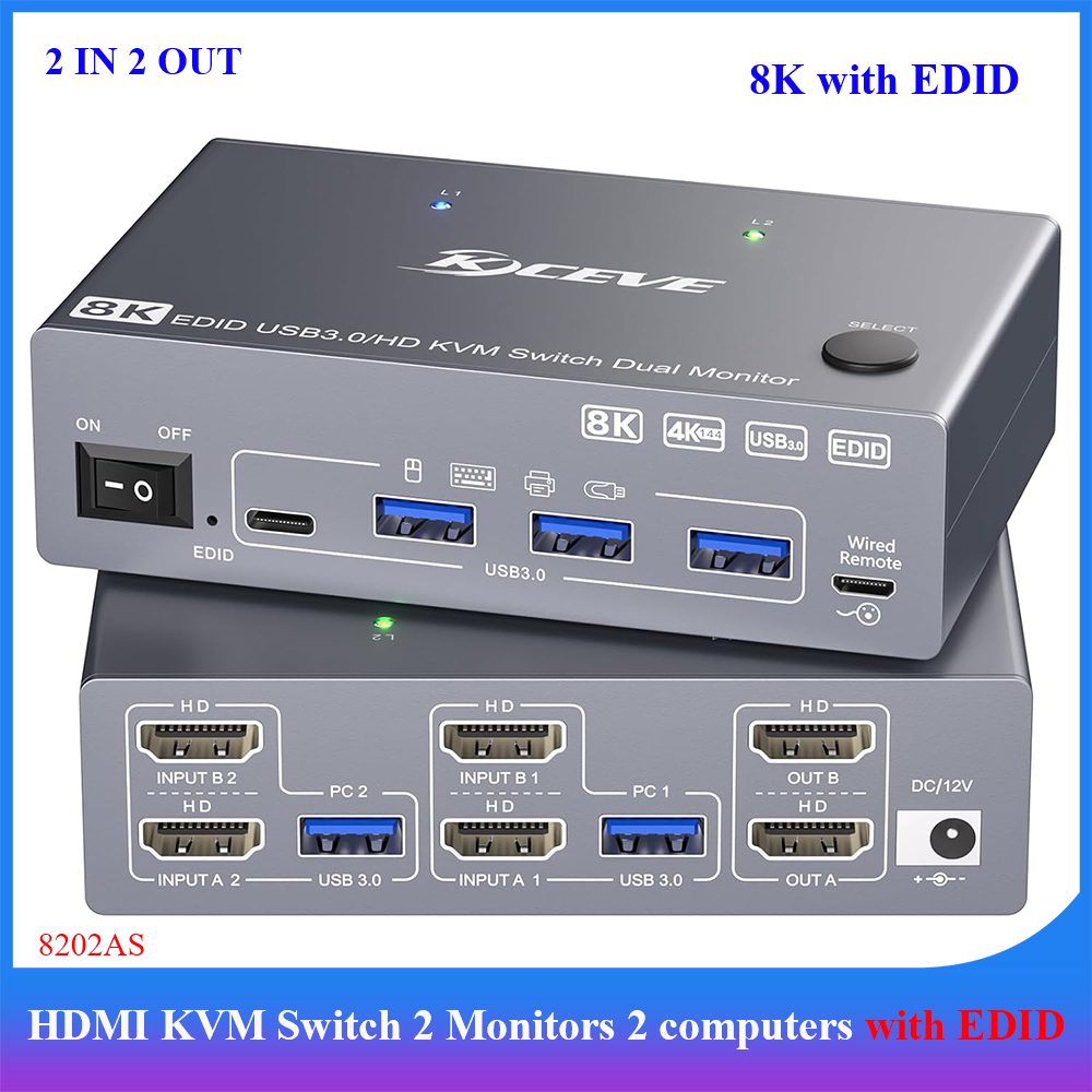 Kvm Switch Dual Monitor - Switch KVM 8K 2 Monitor 2