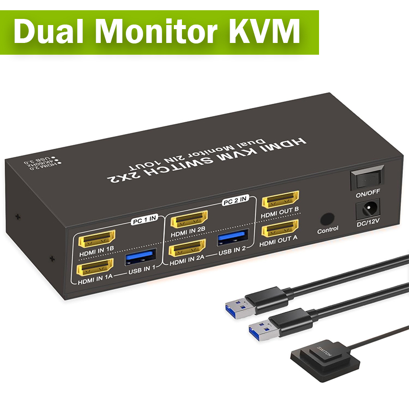 Kvm Switch Dual Monitor - 2X2 Monitor Ganda HDMI KVM Switcher