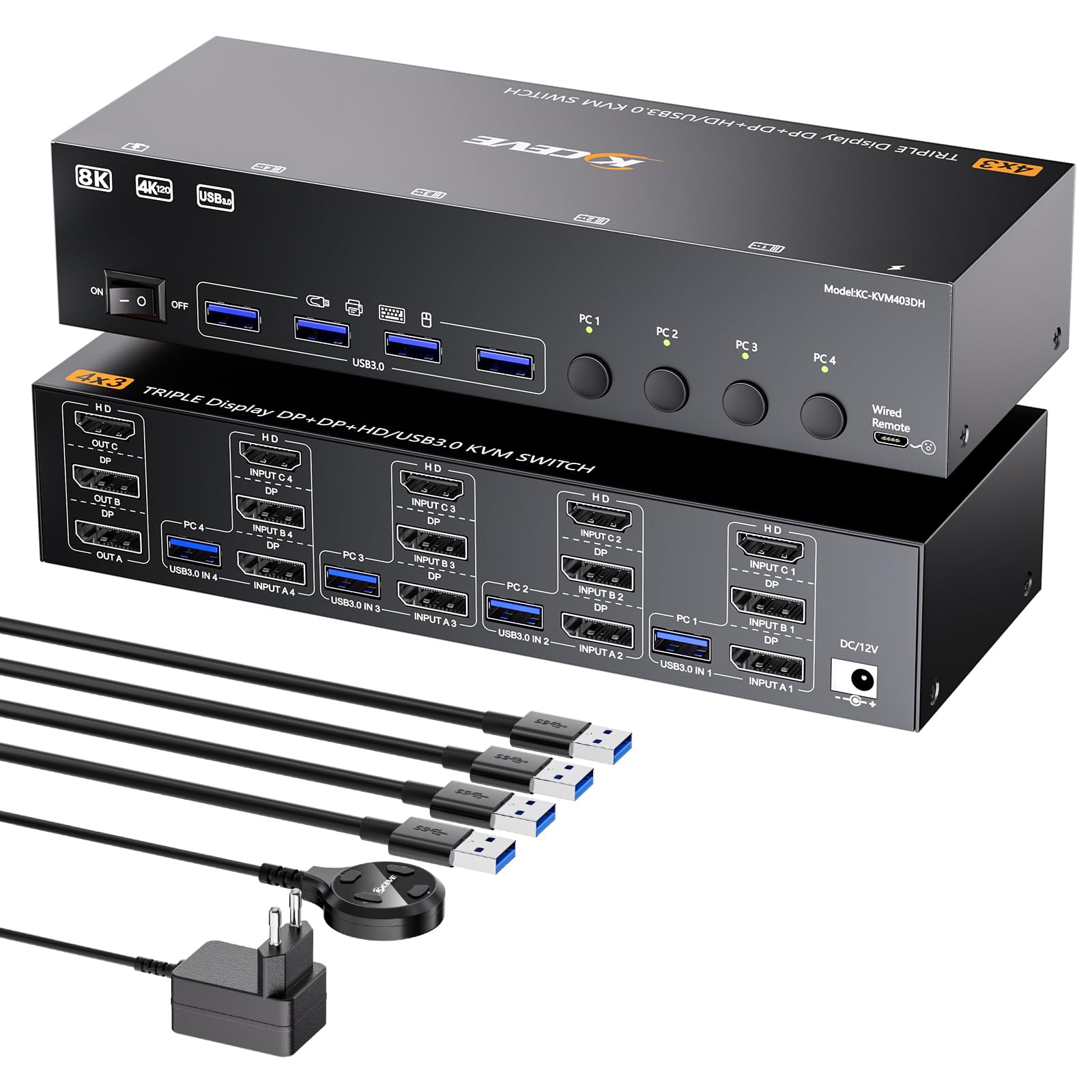 Kvm Switch Dual Monitor - 8K @ 60Hz KVM Switch 4/3/2