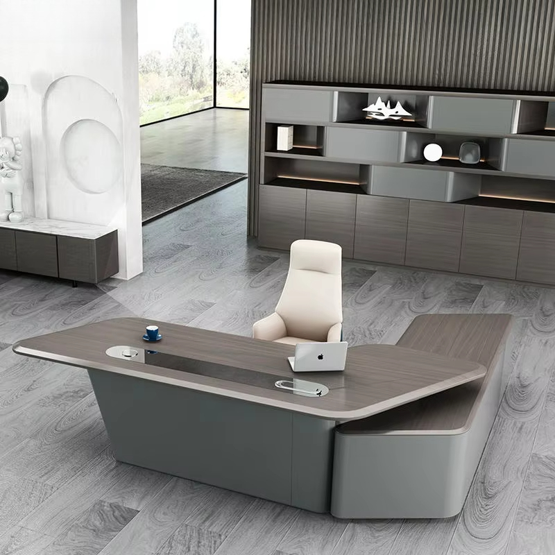 Office Tech Management - Meja Kantor Kayu Konvertibel Gaya Modern,