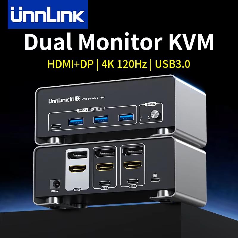 Kvm Switch Dual Monitor - Switch KVM Monitor Ganda Unnlink 4K