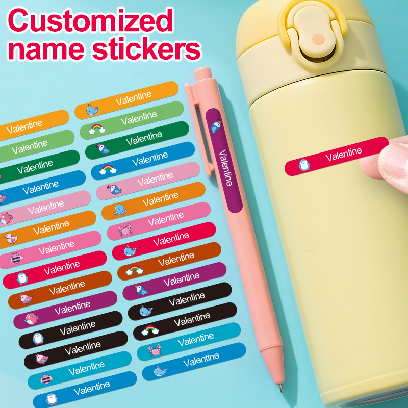 Office Hi Tech - Stiker Nama Warna-warni yang Dapat Disesuaikan