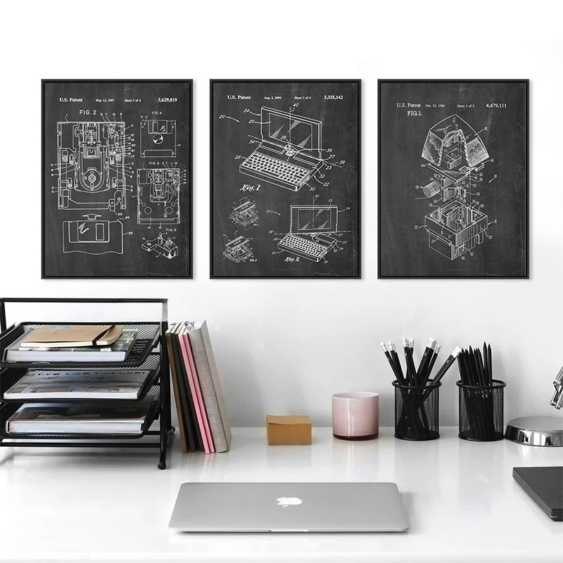 6 Buah Set Seni Dinding Paten  - Office Tech Setup ulasan dan harga
