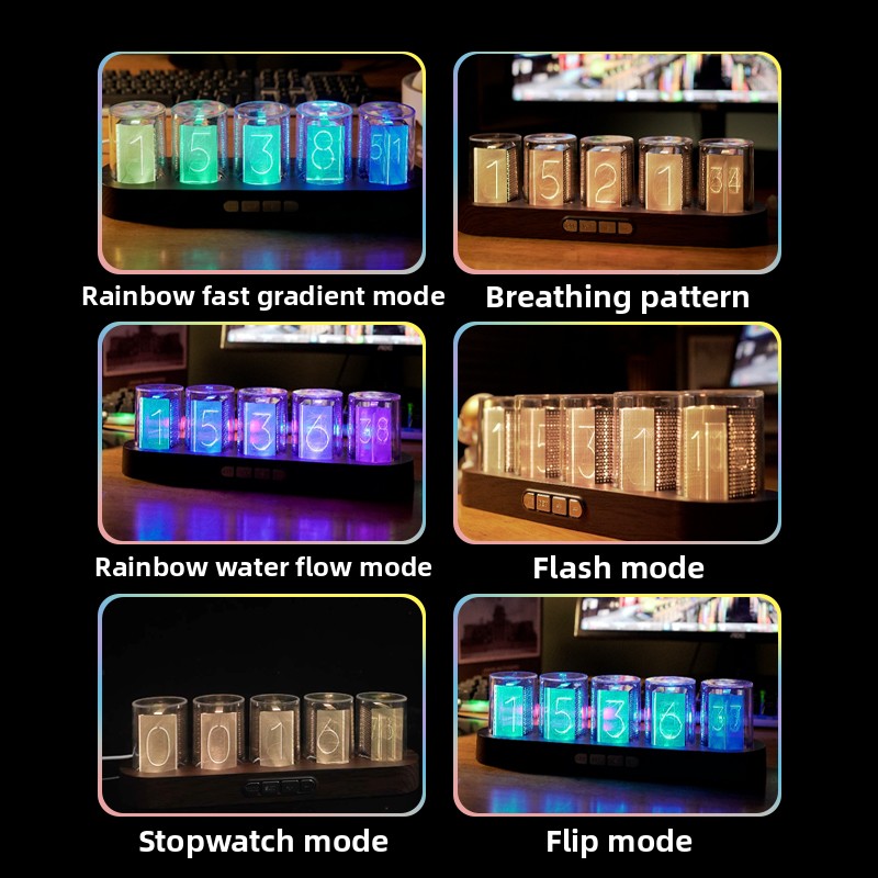 Jam LED Nixie Tube RGB Gaming  - Office Tech Setup ulasan dan harga