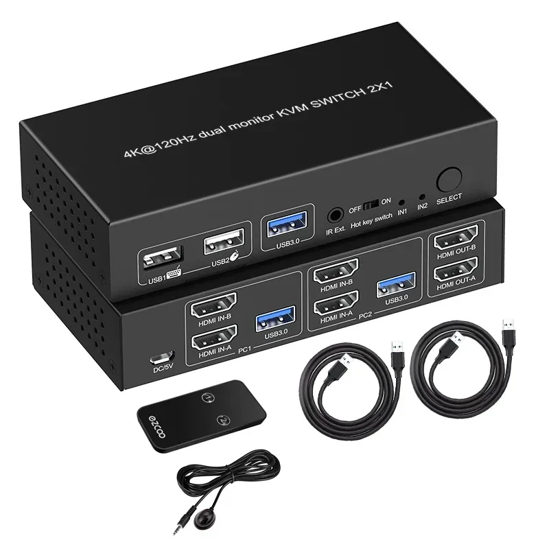 Tersedia 8K@60Hz 4K@120Hz HDMI - Kvm Switch Dual Monitor ulasan dan harga